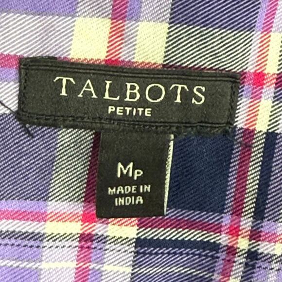 Talbots Petite Womens Purple Plaid Long Sleeve Button Up Shirt Top Blouse sz M P - Picture 16 of 16